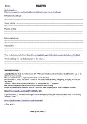 English Worksheet: Webquest Bullying