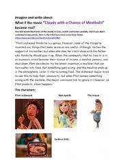 English Worksheet: Imagine and write: Cloudy with a Chance of Meatballs