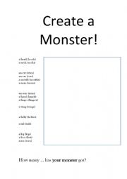 Create a Monster - Parts of Body (drawing activity)