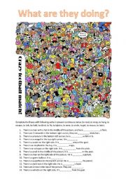 English Worksheet: Present contunuous with crazy football match!!!