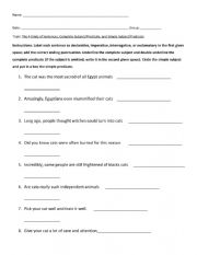 English Worksheet: The 4 Kinds of Sentences, Complete Subject/Predicate, and Simple Subject/Predicate