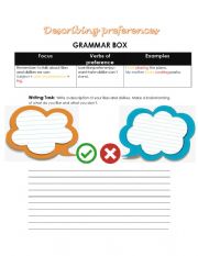 English Worksheet: likes and dislikes-verbs of preference 