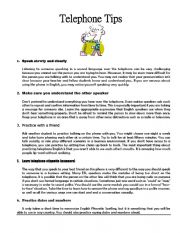 English Worksheet: Telephone tips and language