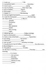 English Worksheet: at in on
