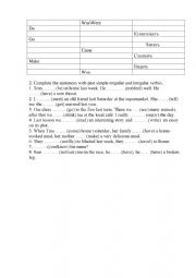 English Worksheet: Past Simple (regular and irregular verbs)