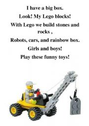English Worksheet: Poem for boys (lego blocks)