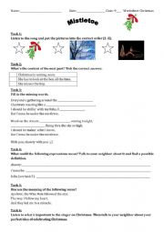 English Worksheet: Song worksheet mistletoe