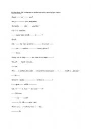 English Worksheet: dialogue a the shop