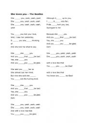 English Worksheet: She loves you