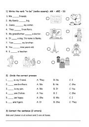 English Worksheet: VERB TO BE and PERSONAL PRONOUNS