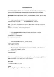 English Worksheet: non-action verbs