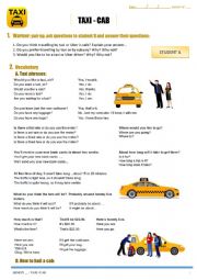 English Worksheet: TAXI - CAB Lesson for Intermediate Students + KEY