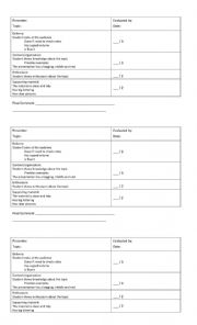 English Worksheet: ORAL RUBRIC