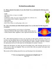English Worksheet: My friend from another planet
