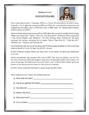 English Worksheet: David Guetta Biography - Reading Activity