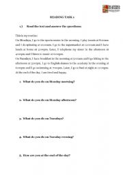 English Worksheet: Routines elementary reading
