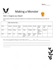 English Worksheet: Making A Monster
