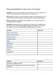 English Worksheet: Feed back