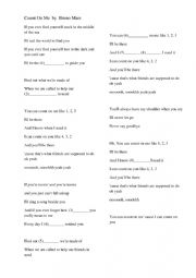 English Worksheet: Count on me Bruno Mars song worksheet