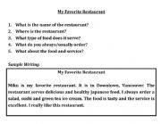 English Worksheet: Writing - My Favorite Restaurant