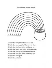 English Worksheet: The Rainbow and Pot of Gold