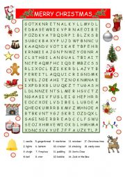 English Worksheet: Christmas word search