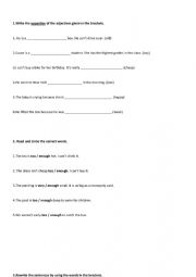 English Worksheet: too-enough