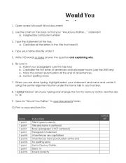 English Worksheet: Would You Rather... Typing activity