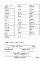 English Worksheet: Singular - Plural Noun