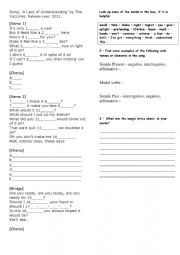 Song A lack of understanding by The Vaccines Listening exercise Worksheet