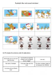English Worksheet: read and match -Rudolph the red-nosed reindeer song 