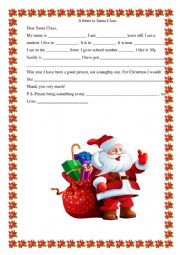 English Worksheet: A letter to Santa Claus