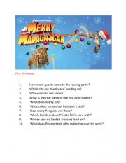 English Worksheet: Merry Madagascar comprehension questions