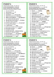 Prepositions of time (in, on, at) - pair work