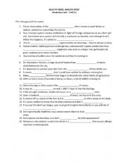 English Worksheet: healthy mind, healthy body