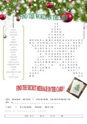 English Worksheet: Christmas vocabulary word search