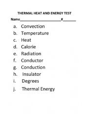 English Worksheet: thermal heat