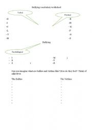 English Worksheet: Bullying vocabulary worksheey