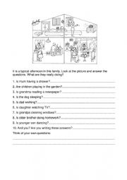 English Worksheet: At home - Present Continuous Tense