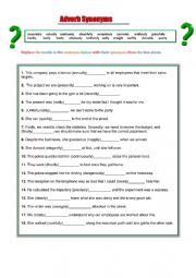 Adverb Synonyms: Worksheets and games
