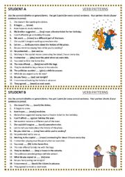 English Worksheet: Verb Patterns - pair work