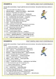 English Worksheet: Past Simple vs Continuous - pair work