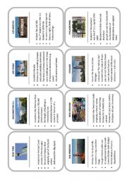 English Worksheet: U.S. Cities - card game