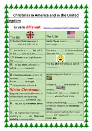 English Worksheet: Christmas in England and the USA- differences with a film.