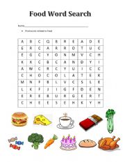 English Worksheet: Food Word Search