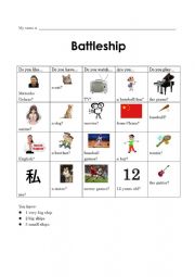 English Worksheet: Battleship