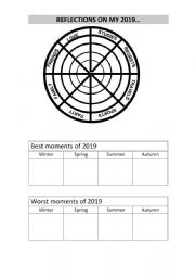 English Worksheet: New years resolutions and reflections