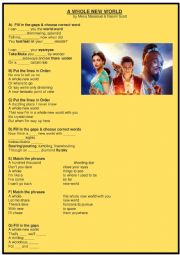 A whole new world - song worksheet