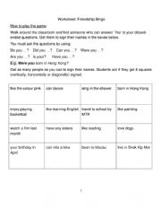 English Worksheet: Bingo_friendship
