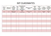 English Worksheet: My classmates. Introductions with questions and answers